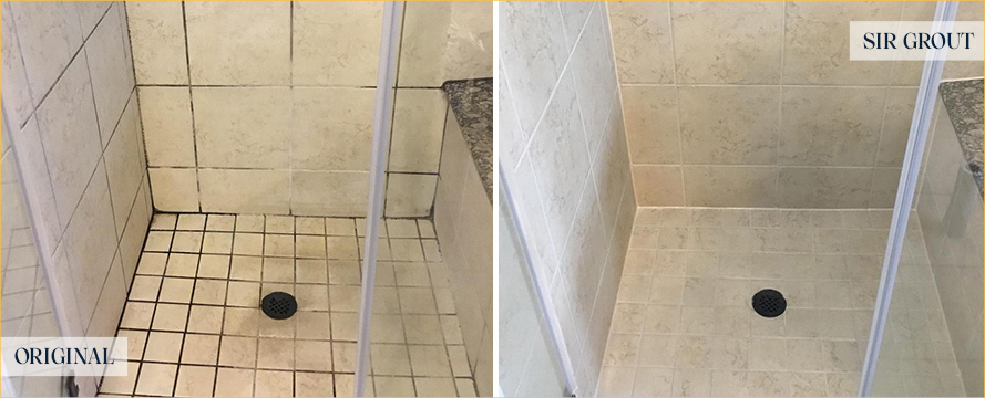 Shower Stall Before and After a Service from Our Tile and Grout Cleaners in Vancouver