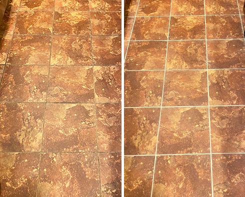 Floor Before and After a Grout Sealing in Vancouver, WA