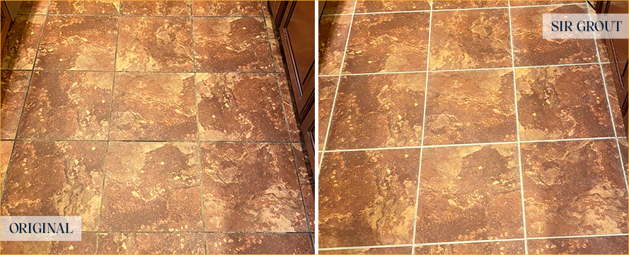 Floor Before and After a Superb Grout Sealing in Vancouver, WA