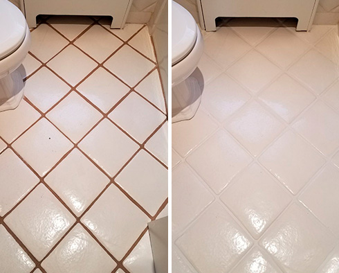 Floor Before and After a Grout Cleaning in Camas, WA