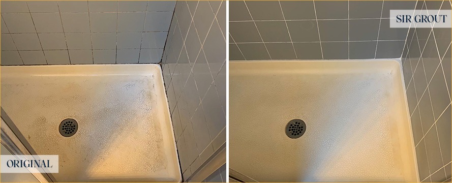 Tile Shower Before and After a Grout Cleaning in Vancouver