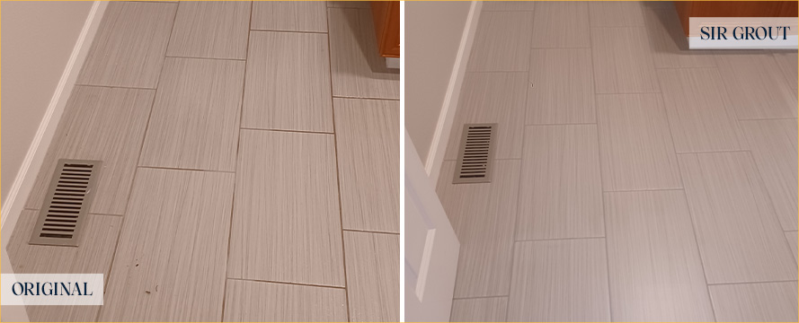 Tile Floor Before and After a Grout Cleaning in Vancouver