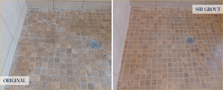 Shower Before and After Our Vancouver Tile and Grout Cleaners Job