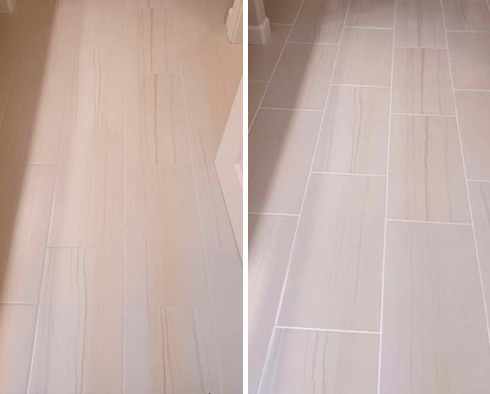 Floor Before and After a Superb Grout Sealing in Vancouver,  WA 
