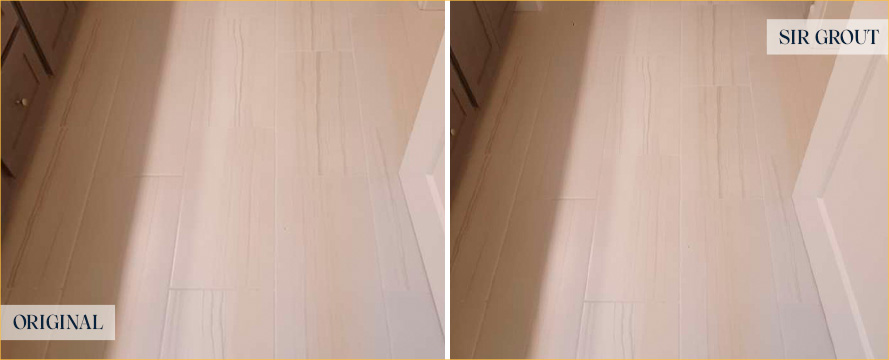 Floor Before and After a Flawless Grout Sealing in Vancouver, WA 