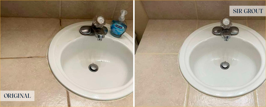 Vanity Top Before and After a Superb Grout Sealing in Portland, OR