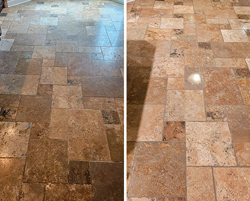 Floor Before and After a Grout Sealing in Vancouver, WA
