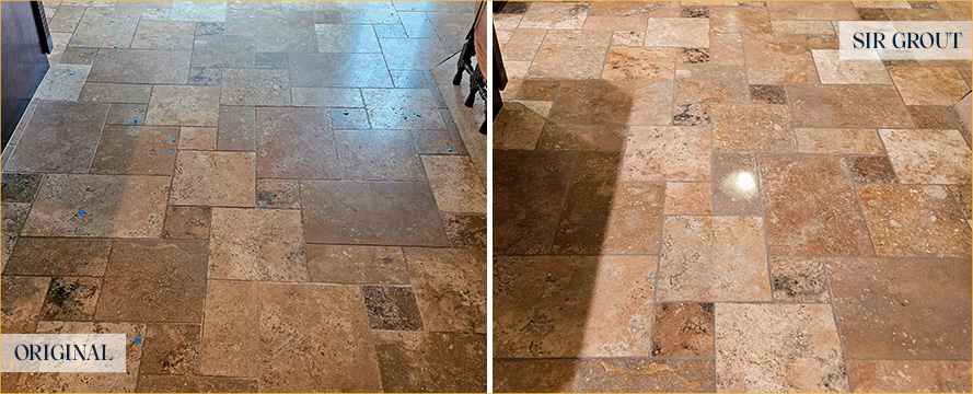 Floor Before and After a Flawless Grout Sealing in Vancouver, WA