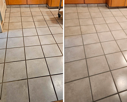 Floor Before and After a Grout Sealing in Portland, OR