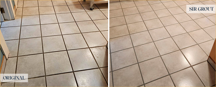 Floor Before and After a Flawless Grout Sealing in Portland, OR