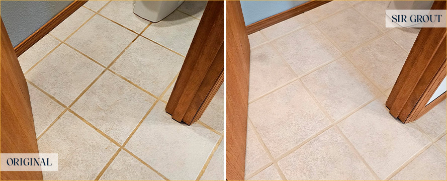Bathroom Floor Before and After an Excellent Grout Sealing in Vancouver, WA