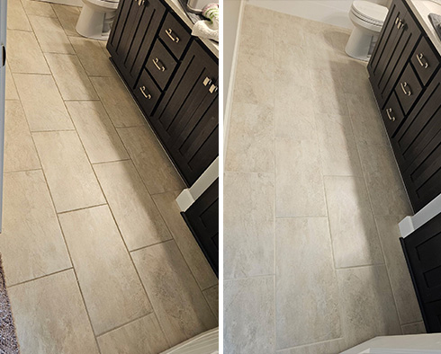 Bathroom Floors Before and After Our Ridgefield Grout Sealing Service