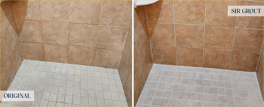 Shower Before and After an Excellent Grout Cleaning in Vancouver, WA